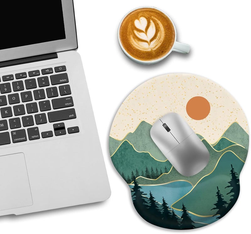 LIMKRIAN Ergonomic Mouse Pad with Wrist Rest, Sunrise Mountain Gaming Mousepad with Non-Slip Pain Relief PU Base, Funny Wrist Support, Cute Office Desk Accessory - Image 3